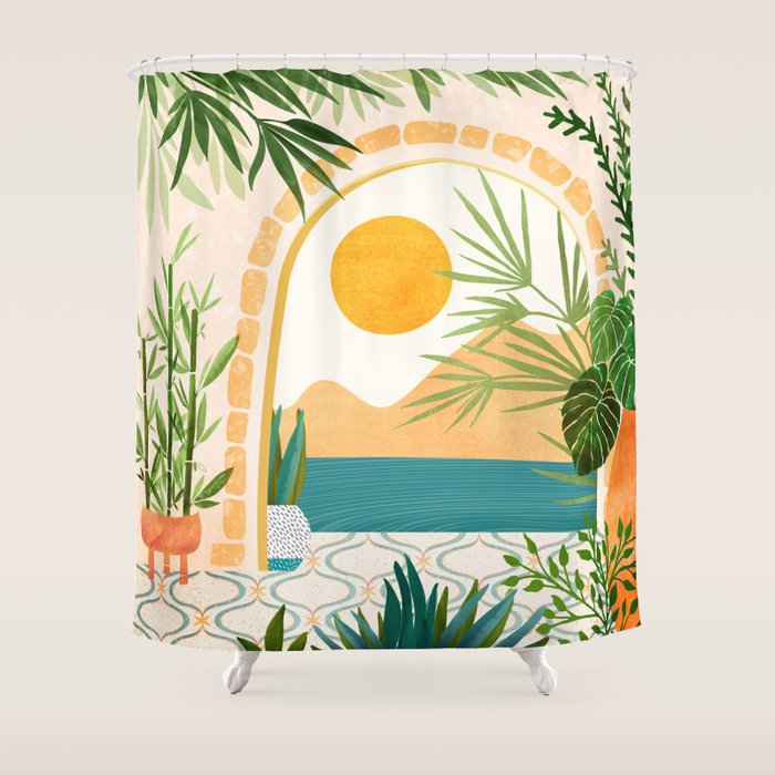 Villa View Tropical Landscape / Villa Series Shower Curtain