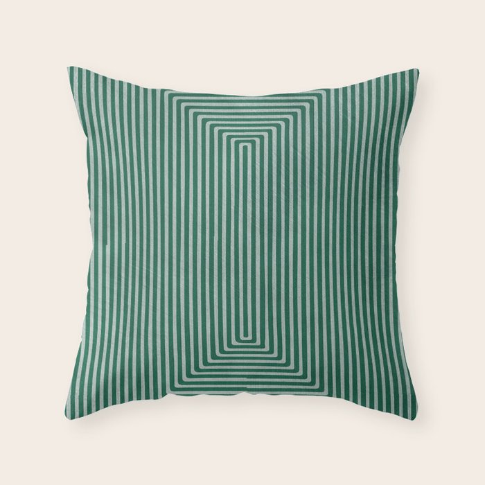 Green Black Abstract Geometric Design Artwork Throw Pillow