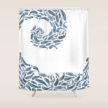 Whale Wave.  Shower Curtain