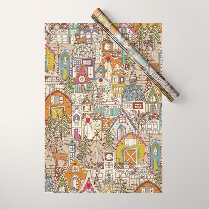 vintage gingerbread town Wrapping Paper
