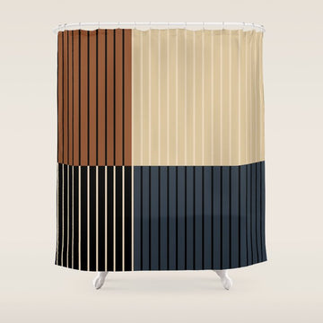 Color Block Line Abstract I Boho Rustic Shower Curtain