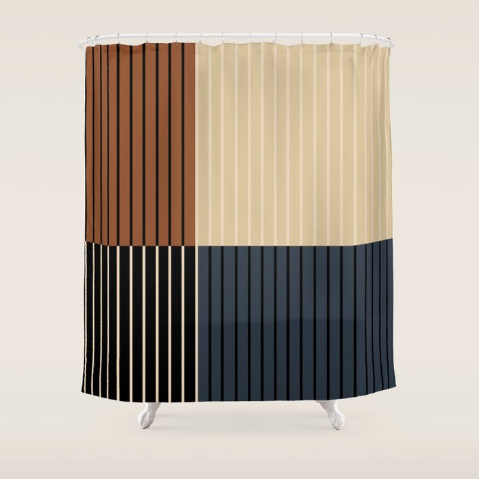Color Block Line Abstract I Boho Rustic Shower Curtain