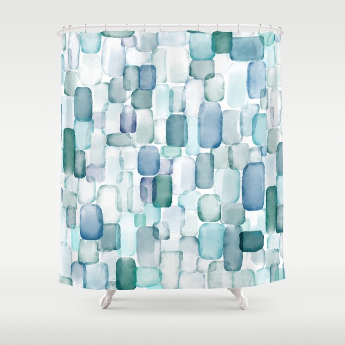 Sea Glass Watercolor Shower Curtain