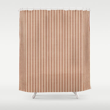 Pinstripe in Rust Shower Curtain