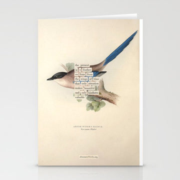 Bird Divinations: Azure Magpie (about: almanacofbirds.org) Stationery Card