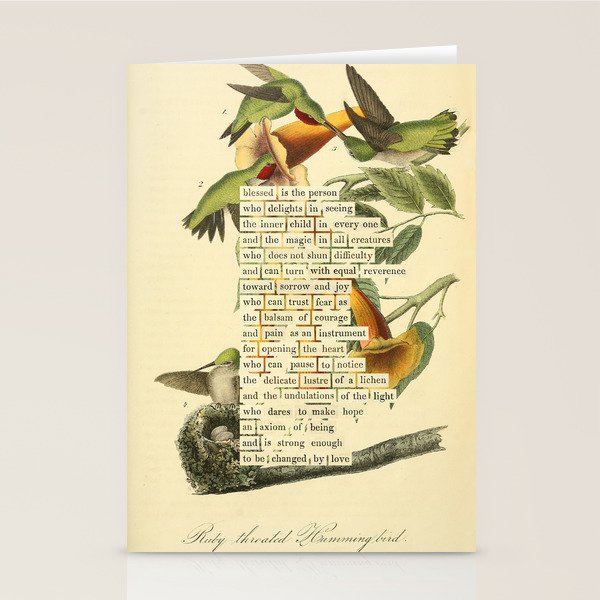 Ruby-throated Hummingbird Divination from # An Almanac of Birds # Divinations for Uncertain Days Stationery Card