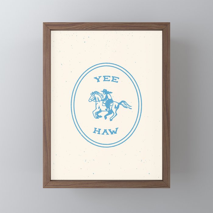 Yee Haw in Blue Mini Art Print