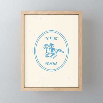 Yee Haw in Blue Mini Art Print