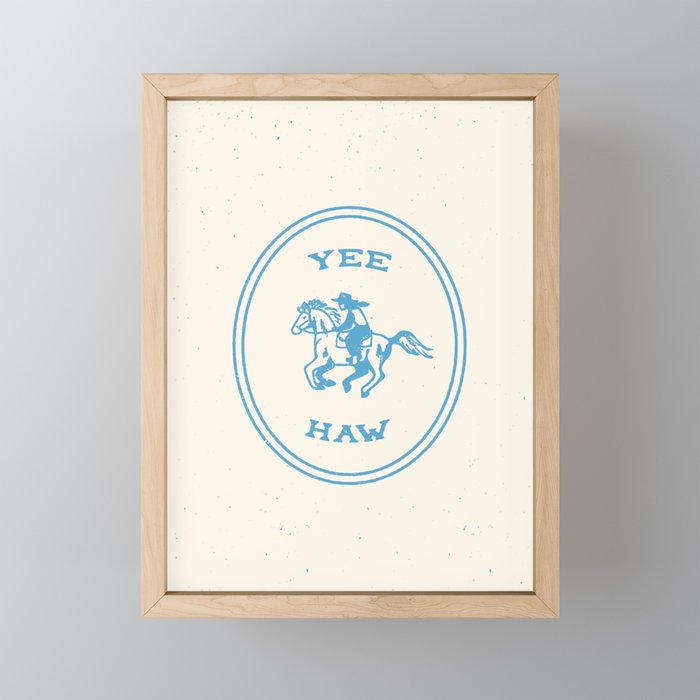 Yee Haw in Blue Mini Art Print
