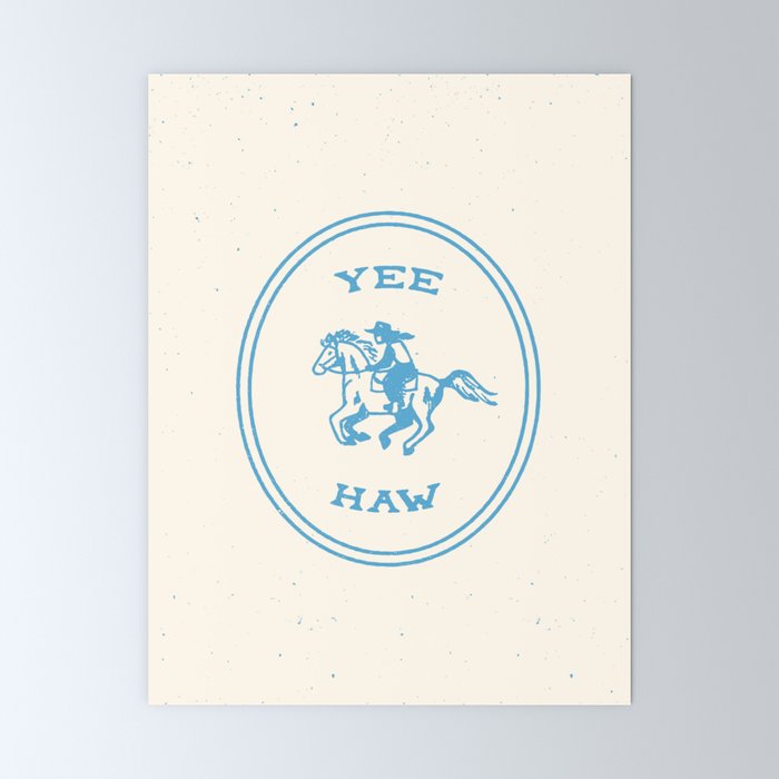 Yee Haw in Blue Mini Art Print