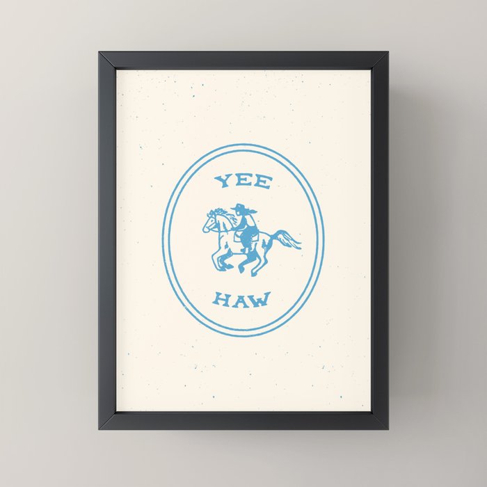 Yee Haw in Blue Mini Art Print