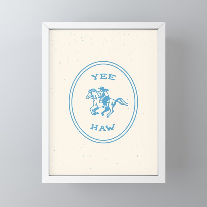 Yee Haw in Blue Mini Art Print