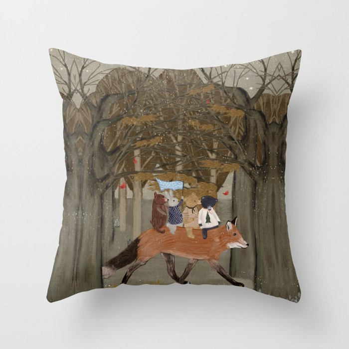 the amber fox Throw Pillow