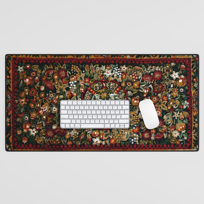 Medieval Unicorn Midnight Floral Garden Desk Mat
