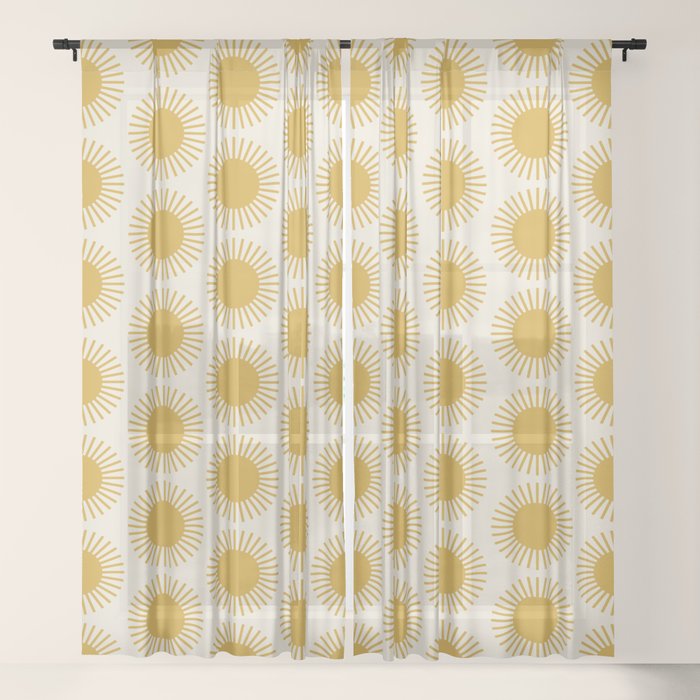 Boho Summer Sun Pattern I Golden Window Curtain