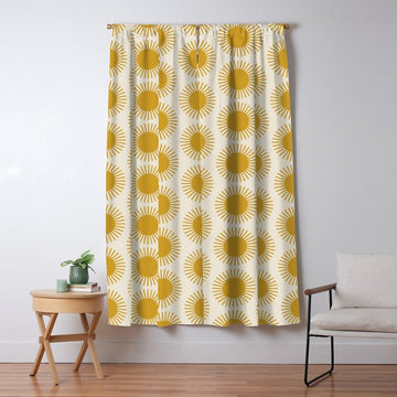 Boho Summer Sun Pattern I Golden Window Curtain