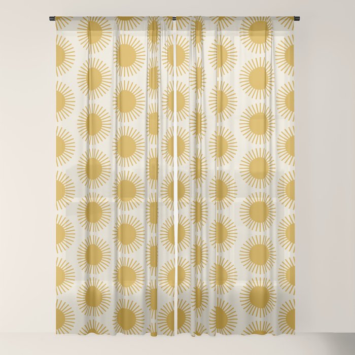 Boho Summer Sun Pattern I Golden Window Curtain