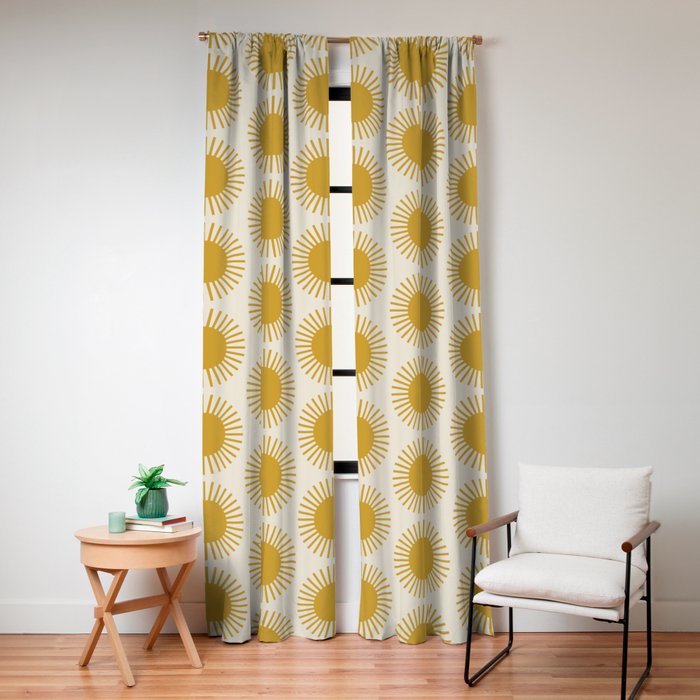 Boho Summer Sun Pattern I Golden Window Curtain