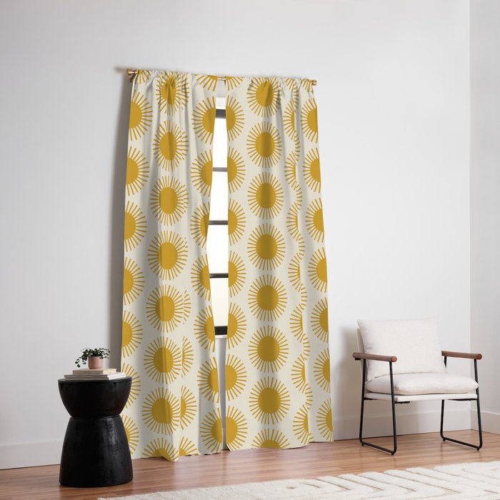 Boho Summer Sun Pattern I Golden Window Curtain