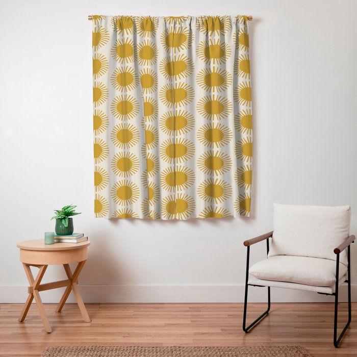Boho Summer Sun Pattern I Golden Window Curtain