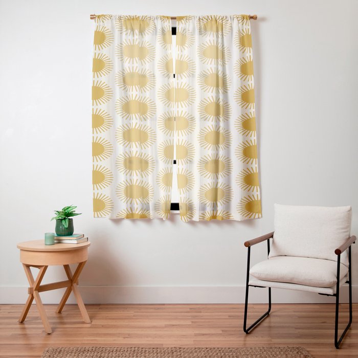 Boho Summer Sun Pattern I Golden Window Curtain