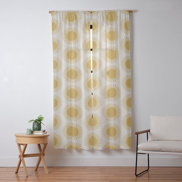 Boho Summer Sun Pattern I Golden Window Curtain