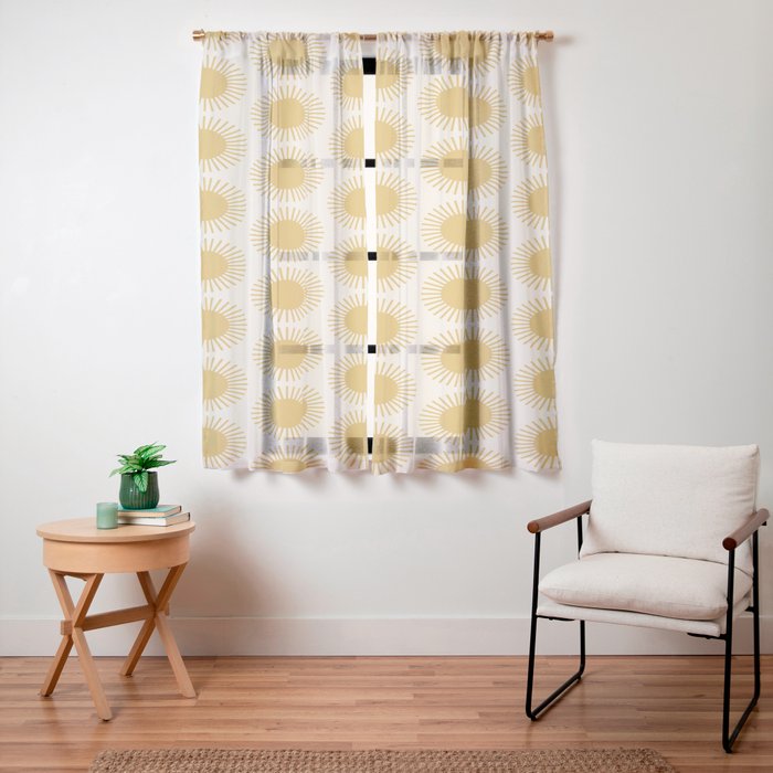 Boho Summer Sun Pattern I Golden Window Curtain