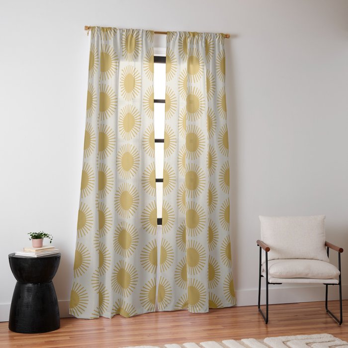 Boho Summer Sun Pattern I Golden Window Curtain