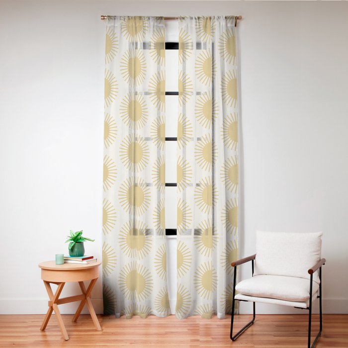 Boho Summer Sun Pattern I Golden Window Curtain
