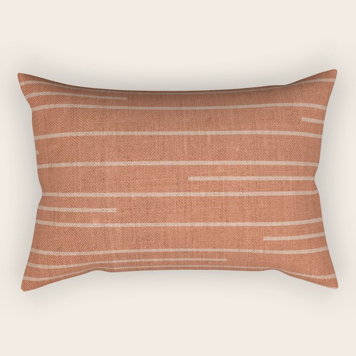 Geometric Art, Colorful Stripes, Terracotta Rectangular Pillow