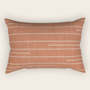 Geometric Art, Colorful Stripes, Terracotta Rectangular Pillow