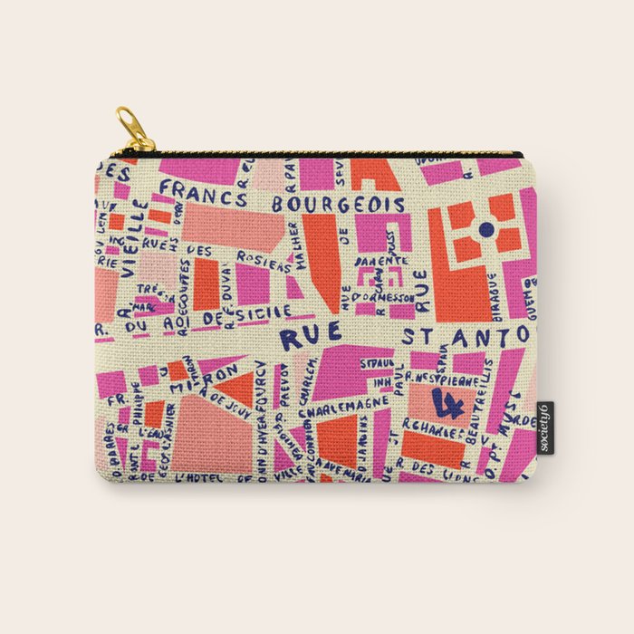 paris map pink Carry All Pouch
