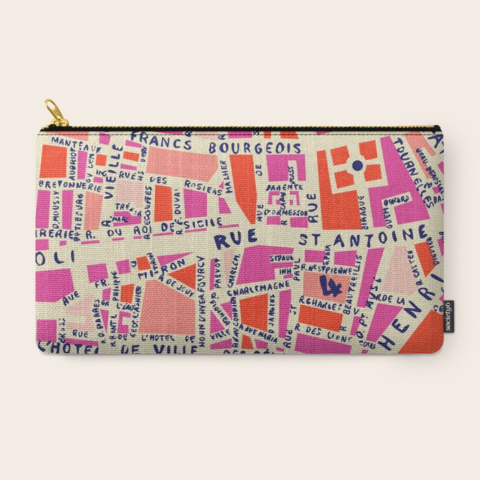 paris map pink Carry All Pouch