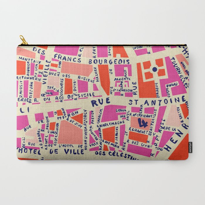 paris map pink Carry All Pouch