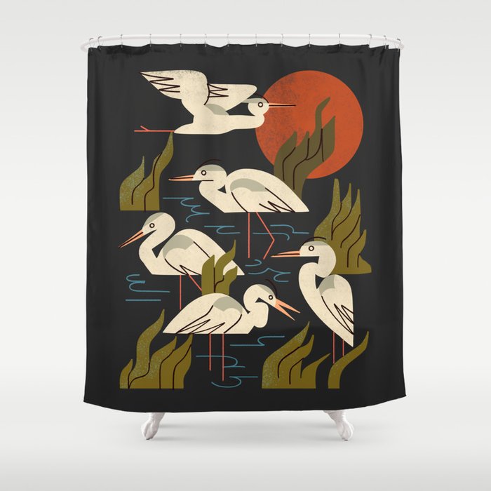 Five Heron Flock Shower Curtain