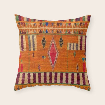 Orange Traditional Moroccan Design Throw Pillow