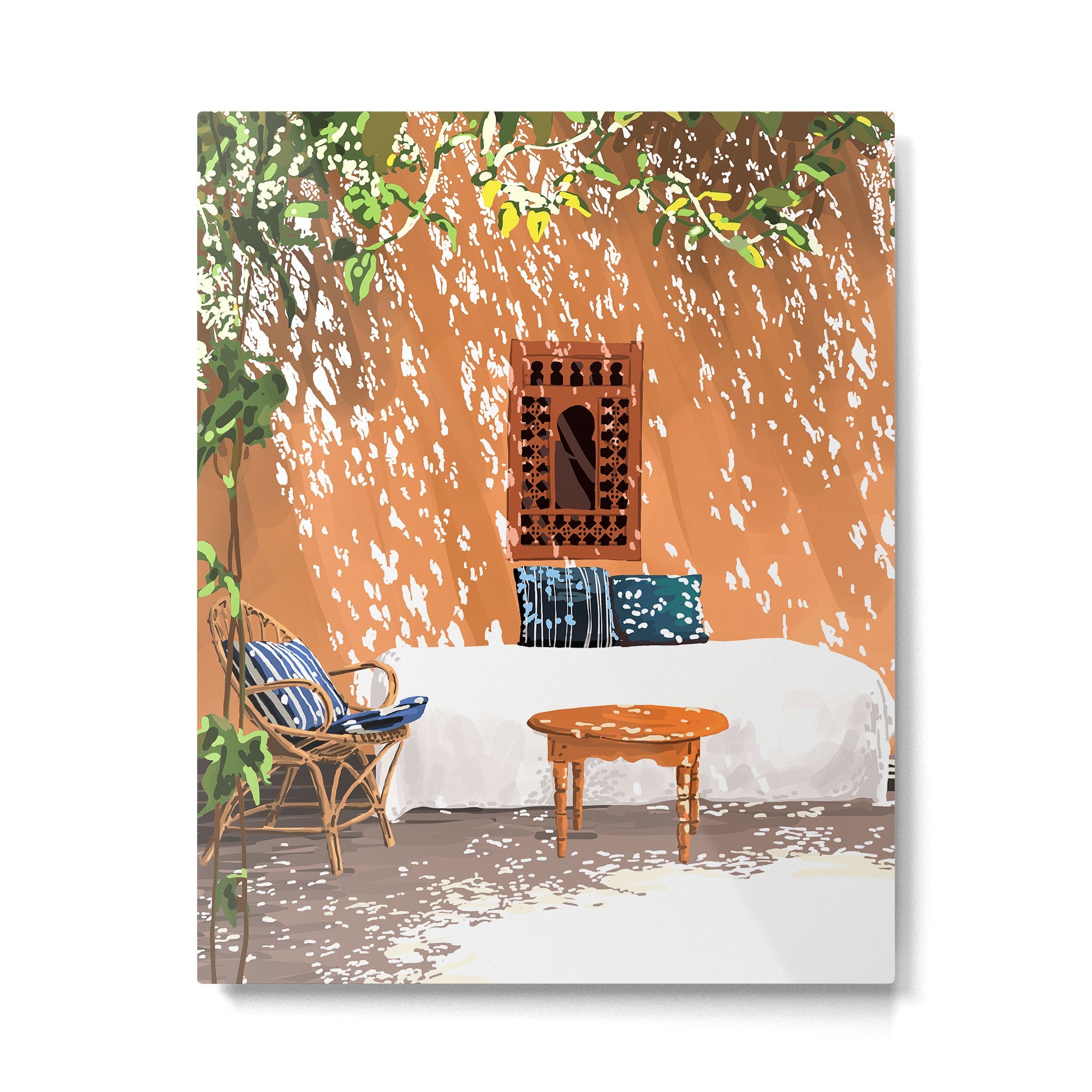 A Relaxed Afternoon | Tropical Summer Architecture | Buildings India Travel Bohemian D?cor Painting Metal Print | TeksDecor