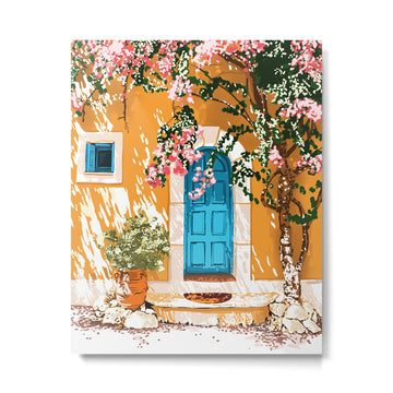 Oh The Places You Will Go | Spanish Bougainvillea Villa architecture Buildings | Boho Summer Travel Metal Print | TeksDecor