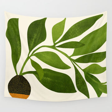 The Wanderer - House Plant Illustration Wall Tapestry