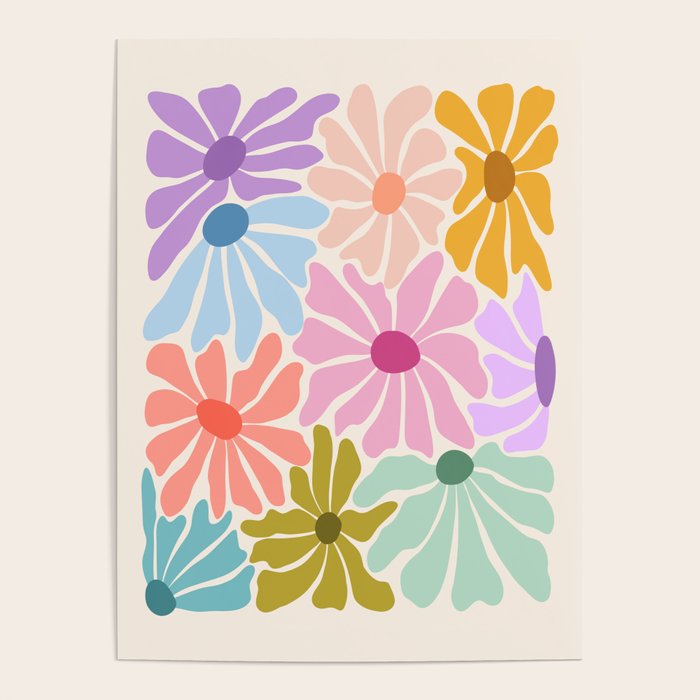 Colors of Joy - Groovy Flowers Poster