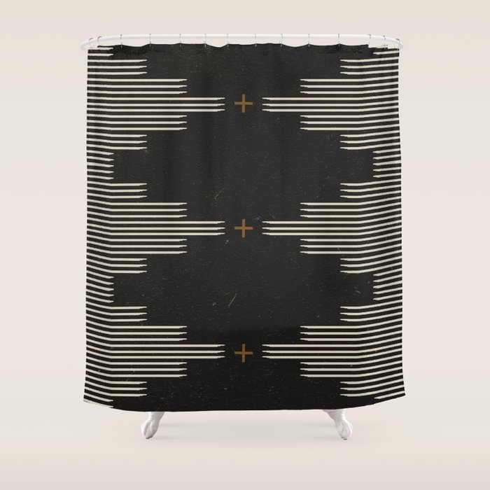 Southwestern Minimalist Black & White Shower Curtain