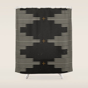Southwestern Minimalist Black & White Shower Curtain