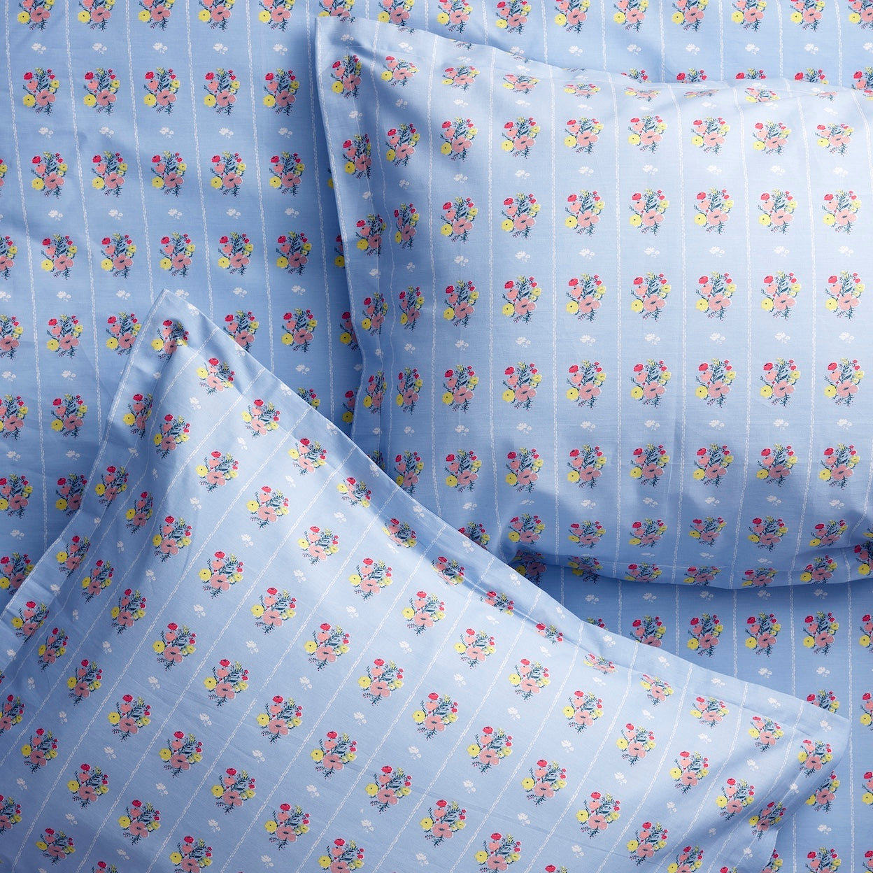Bright Posies & Stripe Brushed Cotton Duvet Cover Set