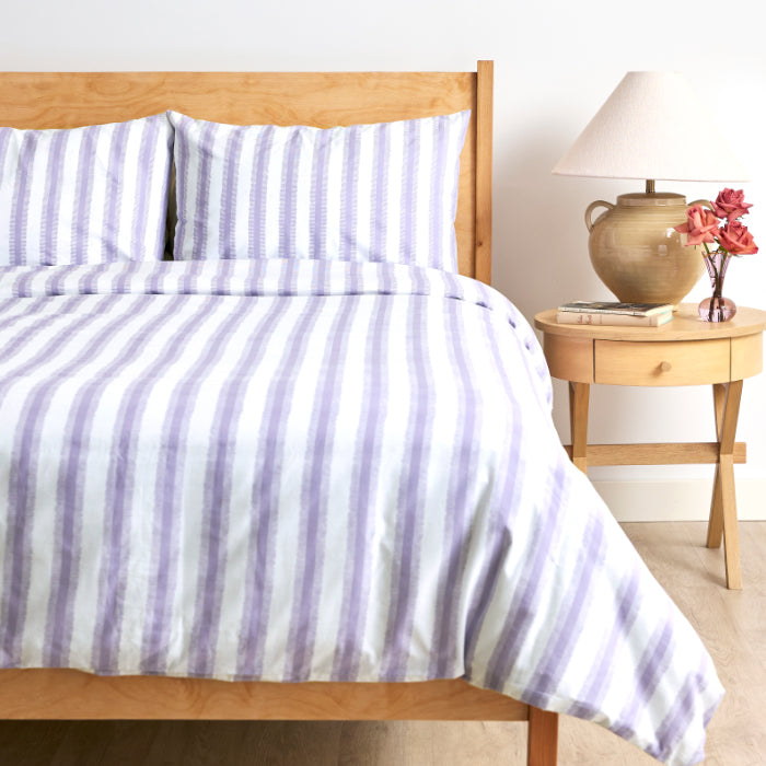 Feathered Stripes Brushed Cotton Duvet Cover Set