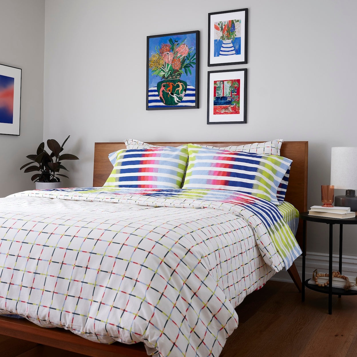 Mod Windowpane Brushed Cotton Duvet Cover Set