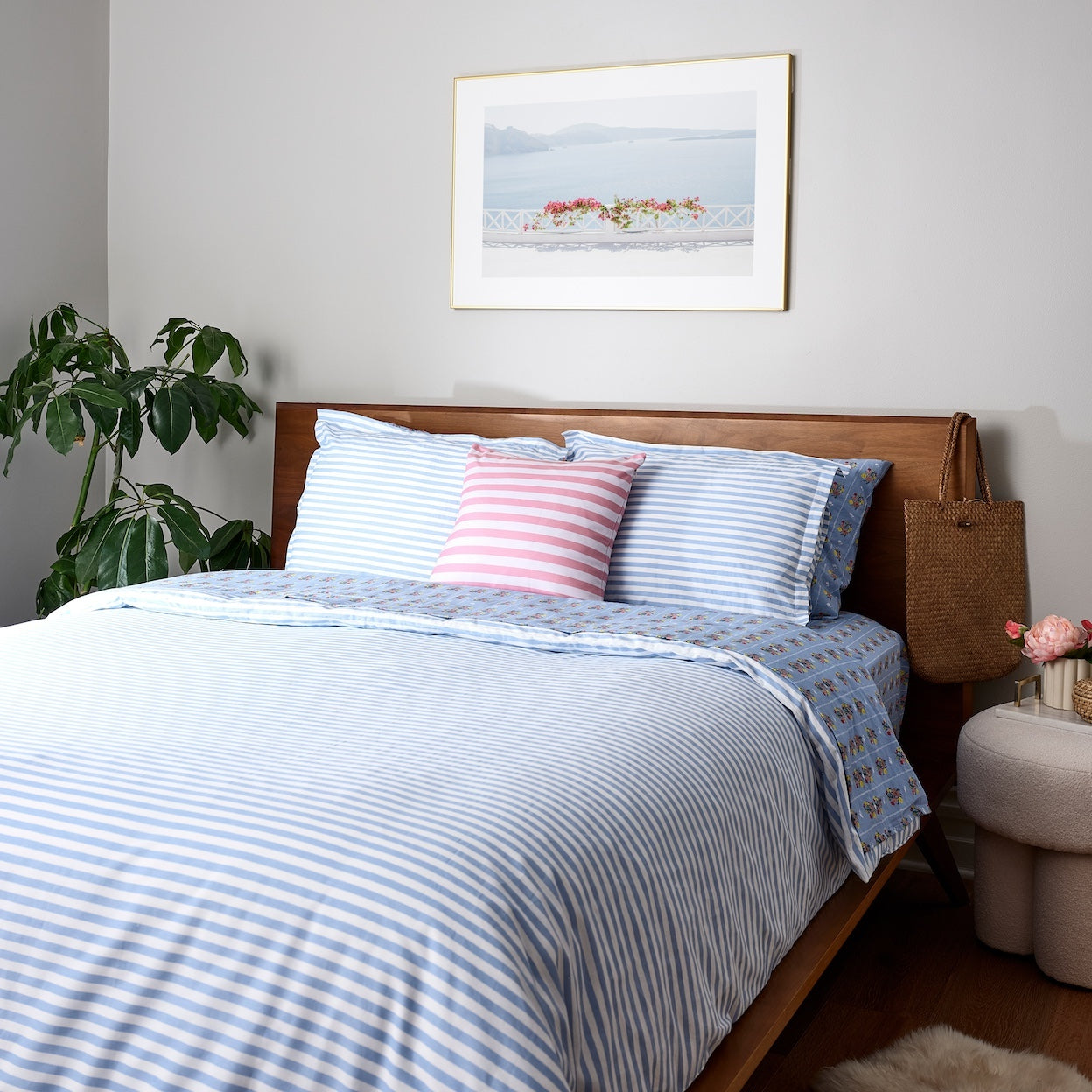 Simple Stripe Brushed Cotton Duvet Cover Set