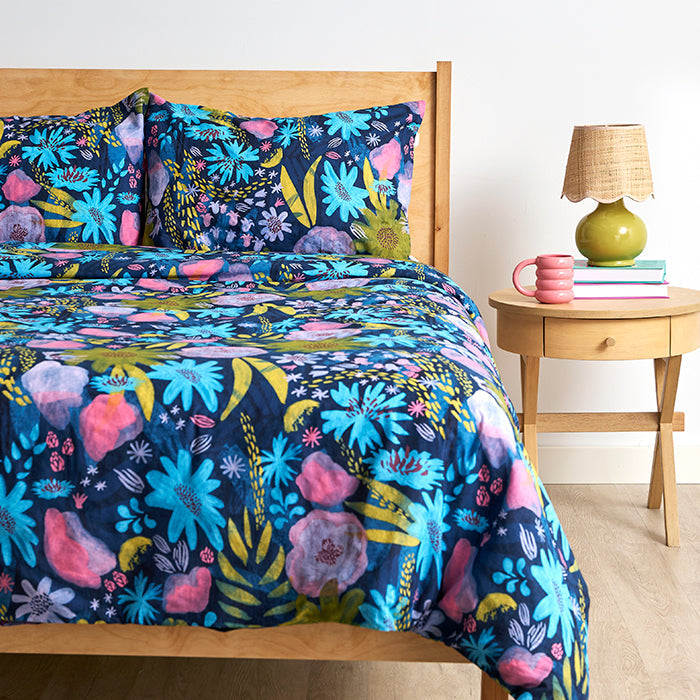 Twilight Flora Brushed Cotton Duvet Cover Set