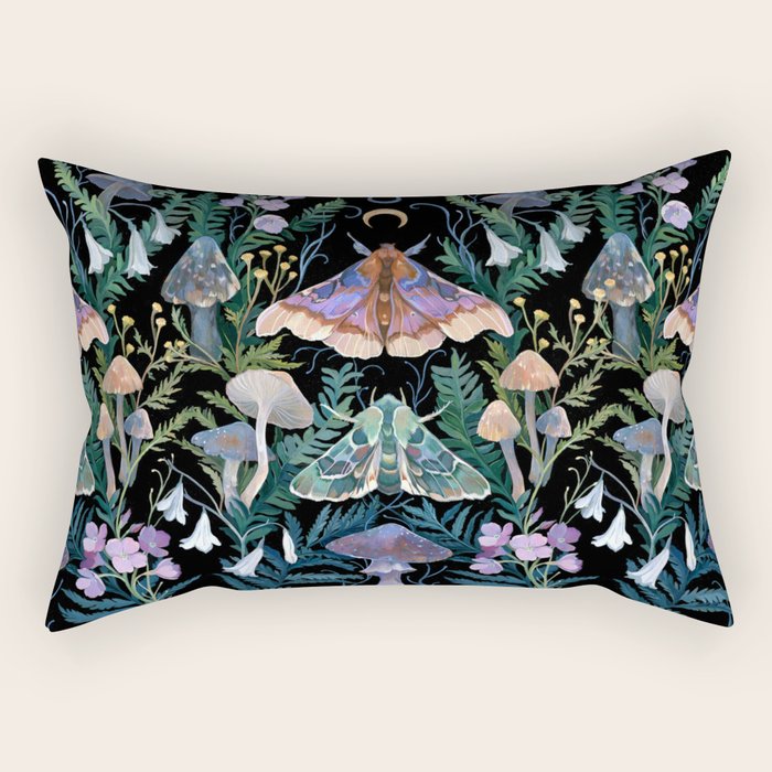 Sphinx Moth Moon Garden Rectangular Pillow