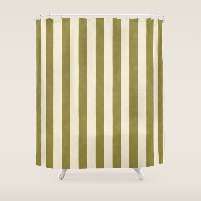 Cabana Stripe - moss green and cream Shower Curtain
