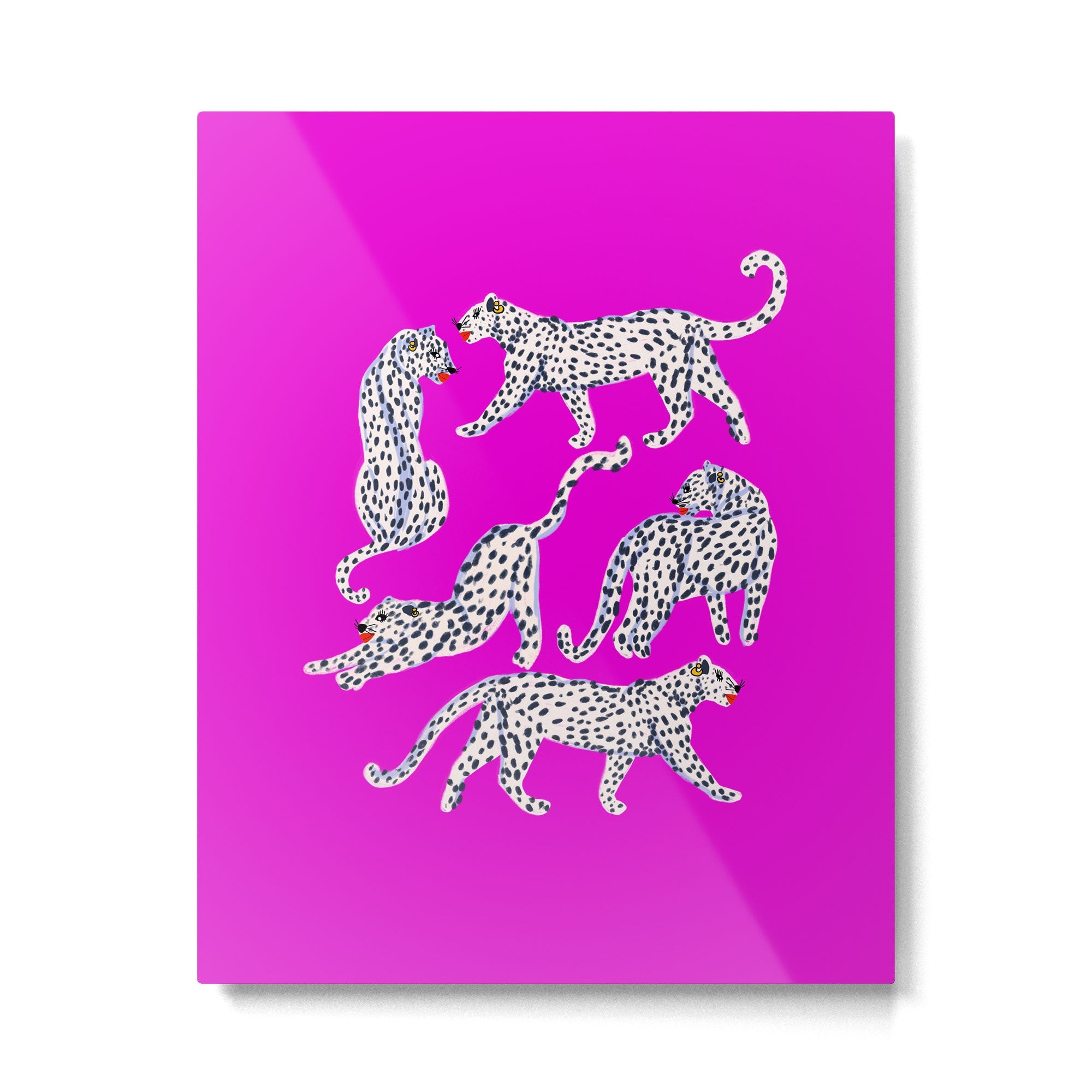 Abstract white leopards with red lips Metal Print | TeksDecor